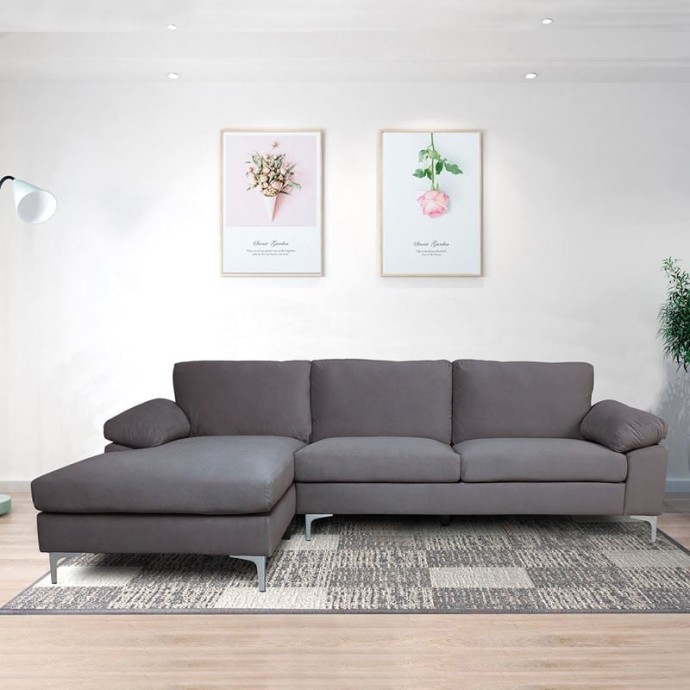 ALEX ΓΩΝΙΑΚΟΣ ΚΑΝΑΠΕΣ 260X130X82CM ΑΡΙΣΤΕΡΗ ΓΩΝΙΑ, ΥΦΑΣΜΑ ΣΚΟΥΡΟ ΓΚΡΙ VELURE
