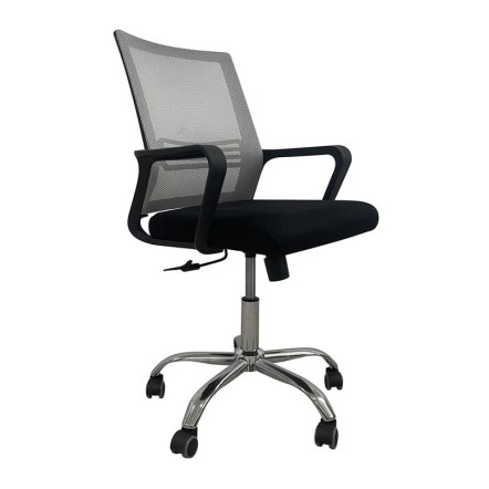 BF2110 ΠΟΛΥΘΡΟΝΑ ΓΡΑΦΕΙΟΥ ΜΕΤΑΛΛΟ ΧΡΩΜΙΟ 58x60x94/104cm MESH ΓΚΡΙ - ΜΑΥΡΟ