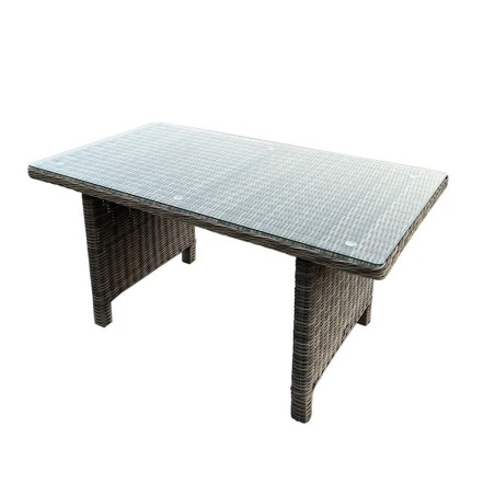 ARIZONA ΤΡΑΠΕΖΙ DINING ΒΕΡΑΝΤΑΣ ΚΗΠΟΥ ALU WICKER GREY BROWN ΓΥΑΛΙ TEMPERED 5MM 140x80x70cm