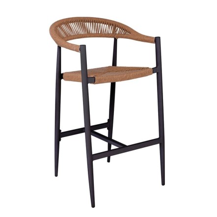 MADY ΣΚΑΜΠΟ BAR ALU ΑΝΘΡΑΚΙ ROPE WICKER ΦΥΣΙΚΟ