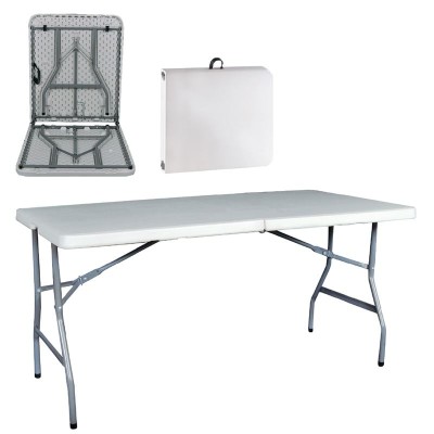 BLOW-R ΤΡΑΠΕΖΙ ΣΥΝΕΔΡΙΟΥ - CATERING 152x70x74cm ΠΤΥΣΣΟΜΕΝΟ (ΒΑΛΙΤΣΑ), ΜΕΤΑΛΛΟ ΒΑΦΗ ΓΚΡΙ, HDPE ΑΣΠΡΟ