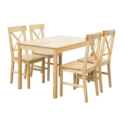 DAILY SET ΤΡΑΠΕΖΑΡΙΑ 118X74X73 ΜΕ  4 ΚΑΡΕΚΛΕΣ, ΦΥΣΙΚΟ PINE