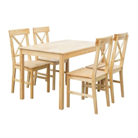 DAILY SET ΤΡΑΠΕΖΑΡΙΑ 118X74X73 ΜΕ  4 ΚΑΡΕΚΛΕΣ, ΦΥΣΙΚΟ PINE