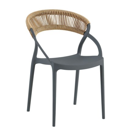 DORA ΠΟΛΥΘΡΟΝΑ 53x61x78cm ΣΤΟΙΒΑΖΟΜΕΝΗ, PP ΑΝΘΡΑΚΙ, ROPE WICKER ΦΥΣΙΚΟ
