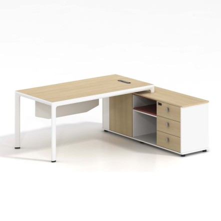 THESIS ΓΡΑΦΕΙΟ 180X80X75/160X40X65CM ΔΕΞΙΑ ΓΩΝΙΑ, ΑΠΟΧΡΩΣΗ BEECH - ΑΣΠΡΟ