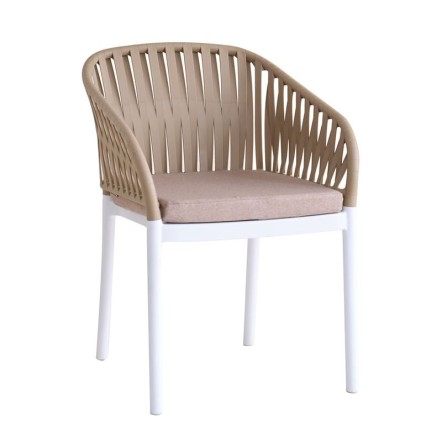 EMERY ΠΟΛΥΘΡΟΝΑ ΒΕΡΑΝΤΑΣ-ΚΗΠΟΥ PP-UV 56X59X80CM SAND BEIGE-ΑΣΠΡΟ, ΜΑΞΙΛΑΡΙ ΜΠΕΖ