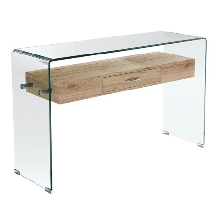 GLASSER WOOD ΚΟΝΣΟΛΑ ΓΥΑΛΙ CLEAR 12MM 120x40x75cm ΜΕ ΣΥΡΤΑΡΙ ΑΠΟΧΡΩΣΗ ΔΡΥΣ