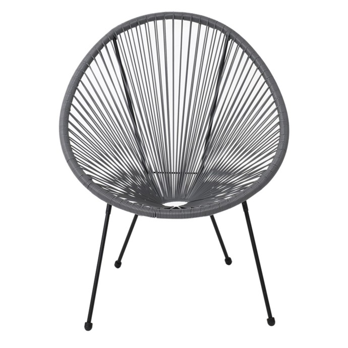 ACAPULCO ΠΟΛΥΘΡΟΝΑ 73x76x89cm ΜΕΤΑΛΛΟ ΒΑΦΗ ΜΑΥΡΟ/RATTAN ΓΚΡΙ