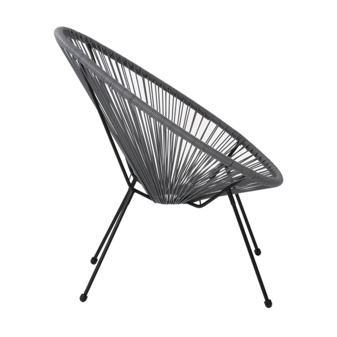 ACAPULCO ΠΟΛΥΘΡΟΝΑ 73x76x89cm ΜΕΤΑΛΛΟ ΒΑΦΗ ΜΑΥΡΟ/RATTAN ΓΚΡΙ