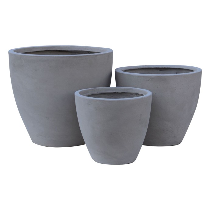 FLOWER POT-3  SET 3 ΤΕΜΑΧΙΩΝ CEMENT GREY