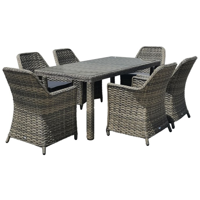 ESPERIA SET ΤΡΑΠΕΖΑΡΙΑ ΚΗΠΟΥ ALU,WICKER GREY BROWN-ΑΝΘΡΑΚΙ: ΤΡΑΠΕΖΙ 180X90 + 6 ΠΟΛΥΘΡΟΝΕΣ