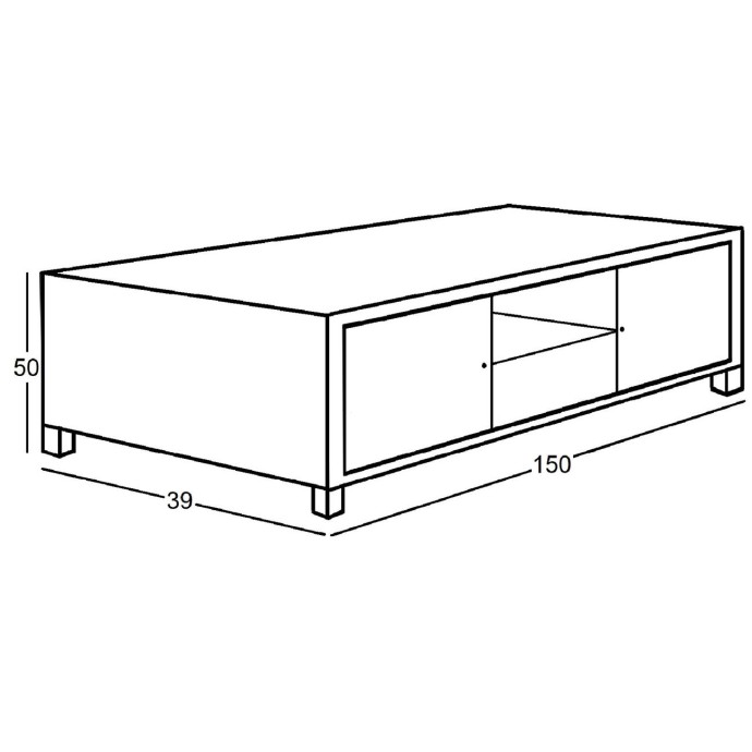 MODO ΕΠΙΠΛΟ TV 150x39x50Υcm 2 ΝΤΟΥΛΑΠΙΑ - 2 ΡΑΦΙΑ, ΑΠΟΧΡΩΣΗ ΑΝΟΙΚΤΟ ΚΑΡΥΔΙ