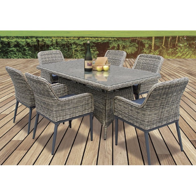 HAVANA SET ΤΡΑΠΕΖΑΡΙΑ ΚΗΠΟΥ ALU,WICKER GREY BROWN-ΑΝΘΡΑΚΙ: ΤΡΑΠΕΖΙ 160X90 + 6 ΠΟΛΥΘΡΟΝΕΣ