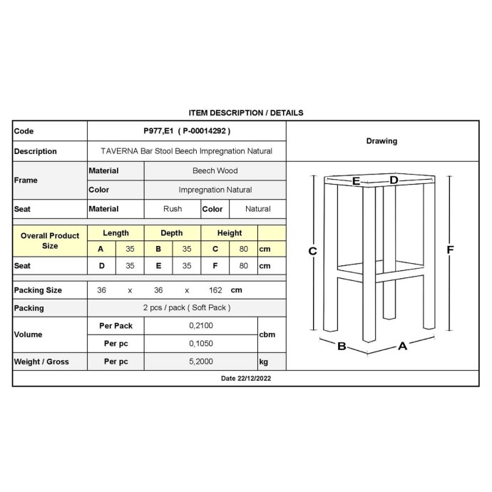 ΤΑΒΕΡΝΑΣ ΣΚΑΜΠΟ BAR 35x35x80cm ΟΞΙΑ ΕΜΠΟΤΙΣΜΟΣ ΦΥΣΙΚΟ ΚΑΘΙΣΜΑ ΨΑΘΑ