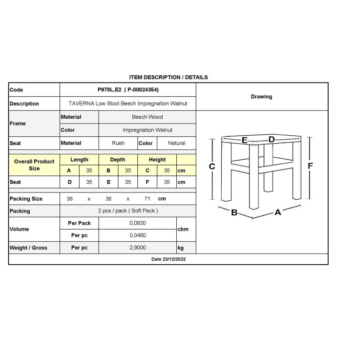 ΤΑΒΕΡΝΑΣ ΧΑΜΗΛΟ ΣΚΑΜΠΟ ΒΟΗΘΗΤΙΚΟ 35x35x35cm ΟΞΙΑ ΕΜΠΟΤΙΣΜΟΥ ΚΑΡΥΔΙ, ΚΑΘΙΣΜΑ ΨΑΘΑ