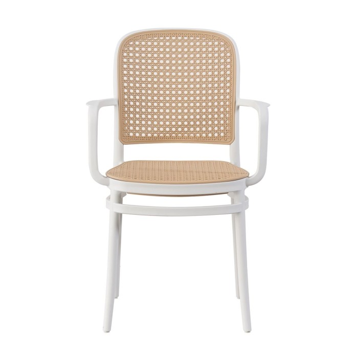 FLORENCE ΠΟΛΥΘΡΟΝΑ PP 54X54X84CM ΑΣΠΡΟ, PP RATTAN ΜΠΕΖ, ΣΤΟΙΒΑΖΟΜΕΝΗ