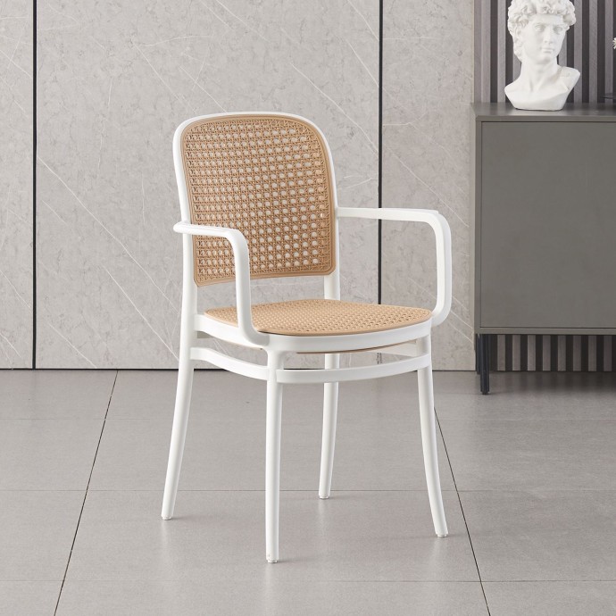 FLORENCE ΠΟΛΥΘΡΟΝΑ PP 54X54X84CM ΑΣΠΡΟ, PP RATTAN ΜΠΕΖ, ΣΤΟΙΒΑΖΟΜΕΝΗ