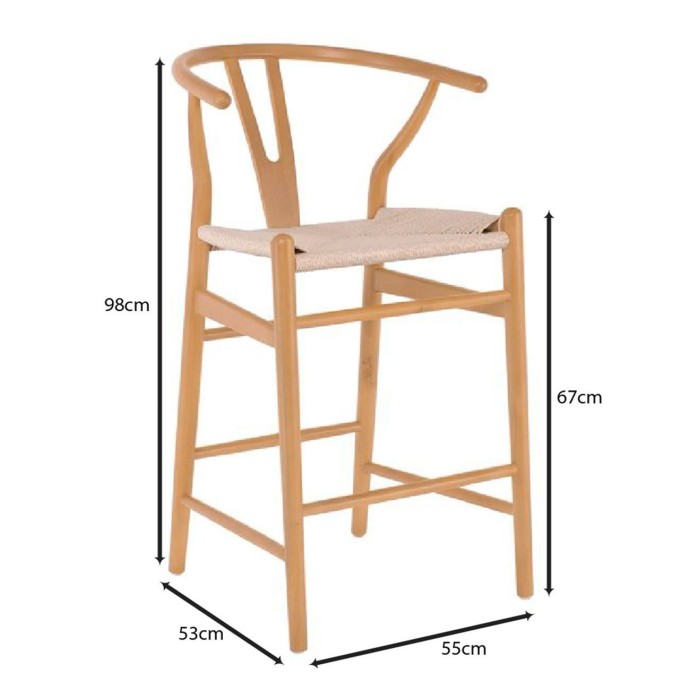 LIMA ΣΚΑΜΠΟ BAR 55x53x67/98cm ΞΥΛΟ ΟΞΙΑ, ΦΥΣΙΚΟ, ΚΑΘΙΣΜΑ PAPER ROPE ΦΥΣΙΚΟ (ΥΨΟΣ ΚΑΘ.67CM)