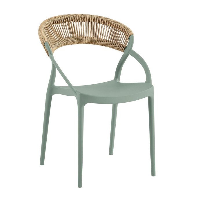 DORA ΠΟΛΥΘΡΟΝΑ 53x61x78cm ΣΤΟΙΒΑΖΟΜΕΝΗ, PP ΠΡΑΣΙΝΟ, ROPE WICKER ΦΥΣΙΚΟ