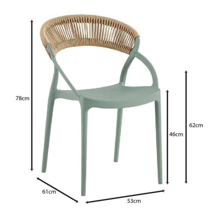 DORA ΠΟΛΥΘΡΟΝΑ 53x61x78cm ΣΤΟΙΒΑΖΟΜΕΝΗ, PP ΠΡΑΣΙΝΟ, ROPE WICKER ΦΥΣΙΚΟ