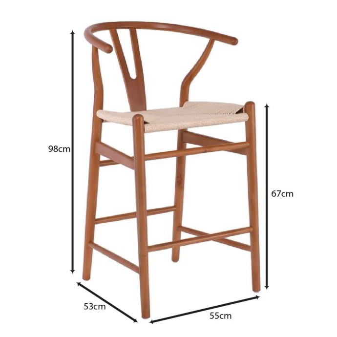 LIMA ΣΚΑΜΠΟ BAR 55x53x67/98cm ΞΥΛΟ ΟΞΙΑ, ΚΑΡΥΔΙ, ΚΑΘΙΣΜΑ PAPER ROPE ΦΥΣΙΚΟ (ΥΨΟΣ ΚΑΘ.67CM)